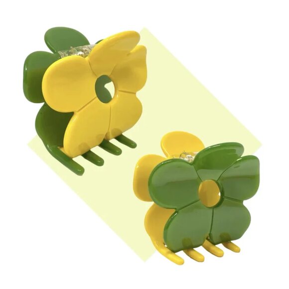 NWT Cleo Daisy Colorblock Green and Yellow Hair Claw Clip - Picture 5 of 5